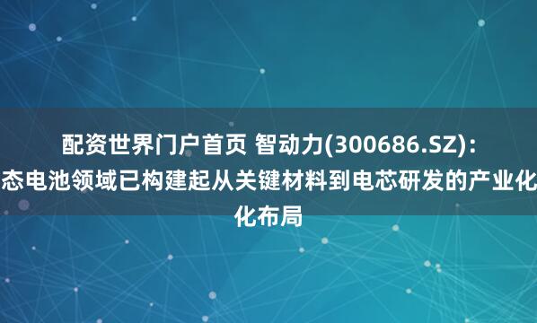 配资世界门户首页 智动力(300686.SZ)：在固态电池领域已构建起从关键材料到电芯研发的产业化布局